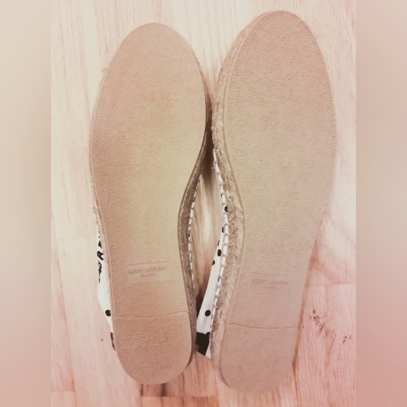 Nwt. Saint Laurent signature espadrilles cream and black pokadots W/Box - Picture 4 of 13